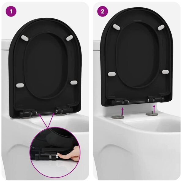 vidaXL WC sedadlo Nastaviteľná Čierna 48 x 36,5 x 4,5 cm Polypropylén – Obrázok 11
