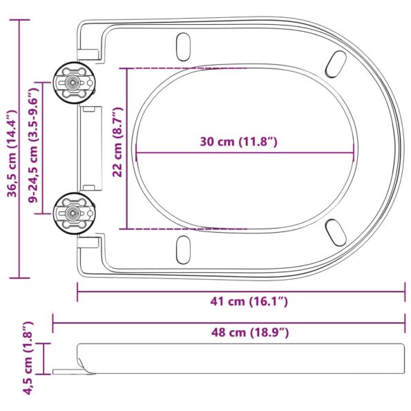 vidaXL WC sedadlo Nastaviteľná Čierna 48 x 36,5 x 4,5 cm Polypropylén – Obrázok 12