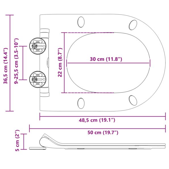vidaXL WC sedadlo Nastaviteľná Biely 50 x 36,5 x 5 cm Polypropylén – Obrázok 12