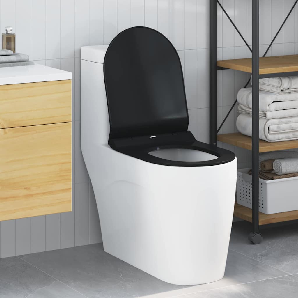 42015818_1.jpg vidaXL WC sedadlo Nastaviteľná Čierny 50 x 36,5 x 5 cm Polypropylén – Obrázok 1