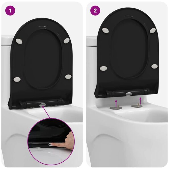 vidaXL WC sedadlo Nastaviteľná Čierny 50 x 36,5 x 5 cm Polypropylén – Obrázok 11
