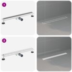 vidaXL 2 v 1 sprchový odtok Strieborná 70 cm Nerezová oceľ 304 – Obrázok 13