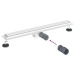 vidaXL 2 v 1 sprchový odtok Strieborná 80 cm Nerezová oceľ 304 – Obrázok 12