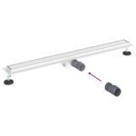 vidaXL 2 v 1 sprchový odtok Strieborná 100 cm Nerezová oceľ 304 – Obrázok 12