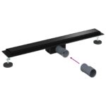 vidaXL 2 v 1 sprchový odtok Čierna 80 cm Nerezová oceľ 304 – Obrázok 12