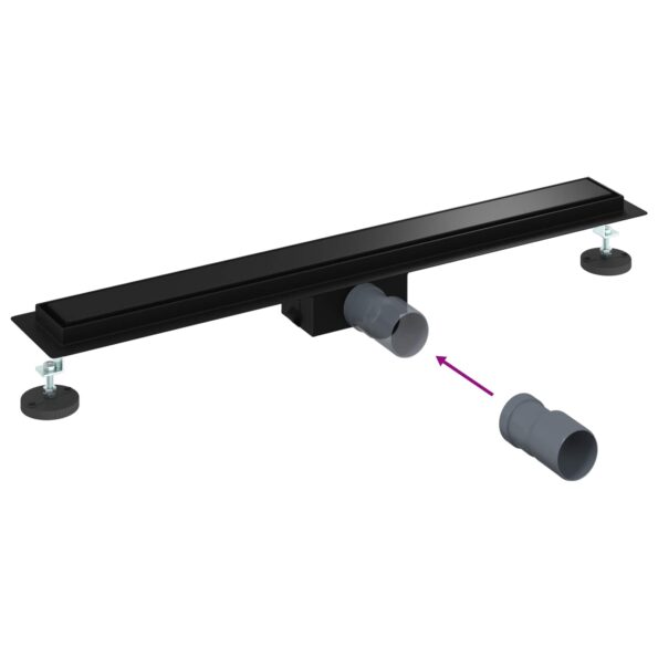 vidaXL 2 v 1 sprchový odtok Čierna 80 cm Nerezová oceľ 304 – Obrázok 12