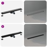 vidaXL 2 v 1 sprchový odtok Čierna 80 cm Nerezová oceľ 304 – Obrázok 13