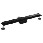 vidaXL 2 v 1 sprchový odtok Čierna 80 cm Nerezová oceľ 304 – Obrázok 6