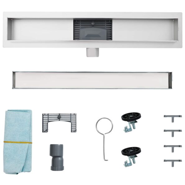 vidaXL Sprchový odtok s skleneným vrchnákom Čierna 60 cm – Obrázok 10