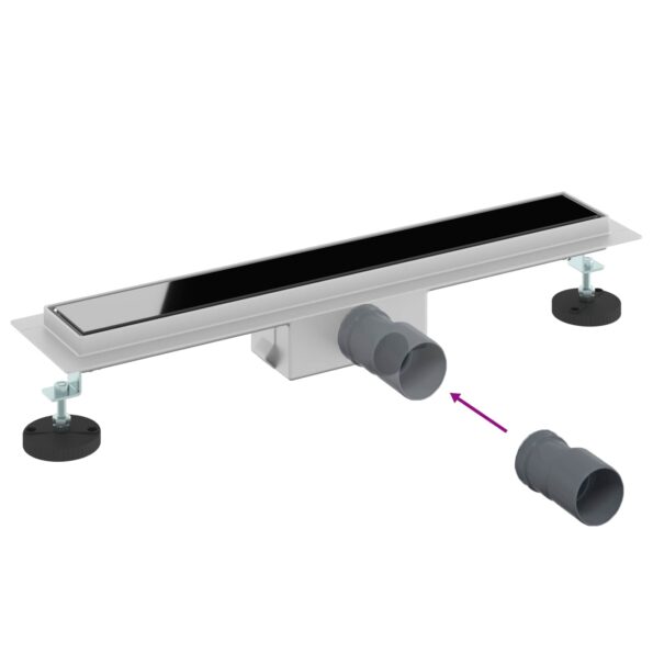 vidaXL Sprchový odtok s skleneným vrchnákom Čierna 60 cm – Obrázok 12