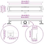 vidaXL Sprchový odtok s skleneným vrchnákom Čierna 60 cm – Obrázok 13