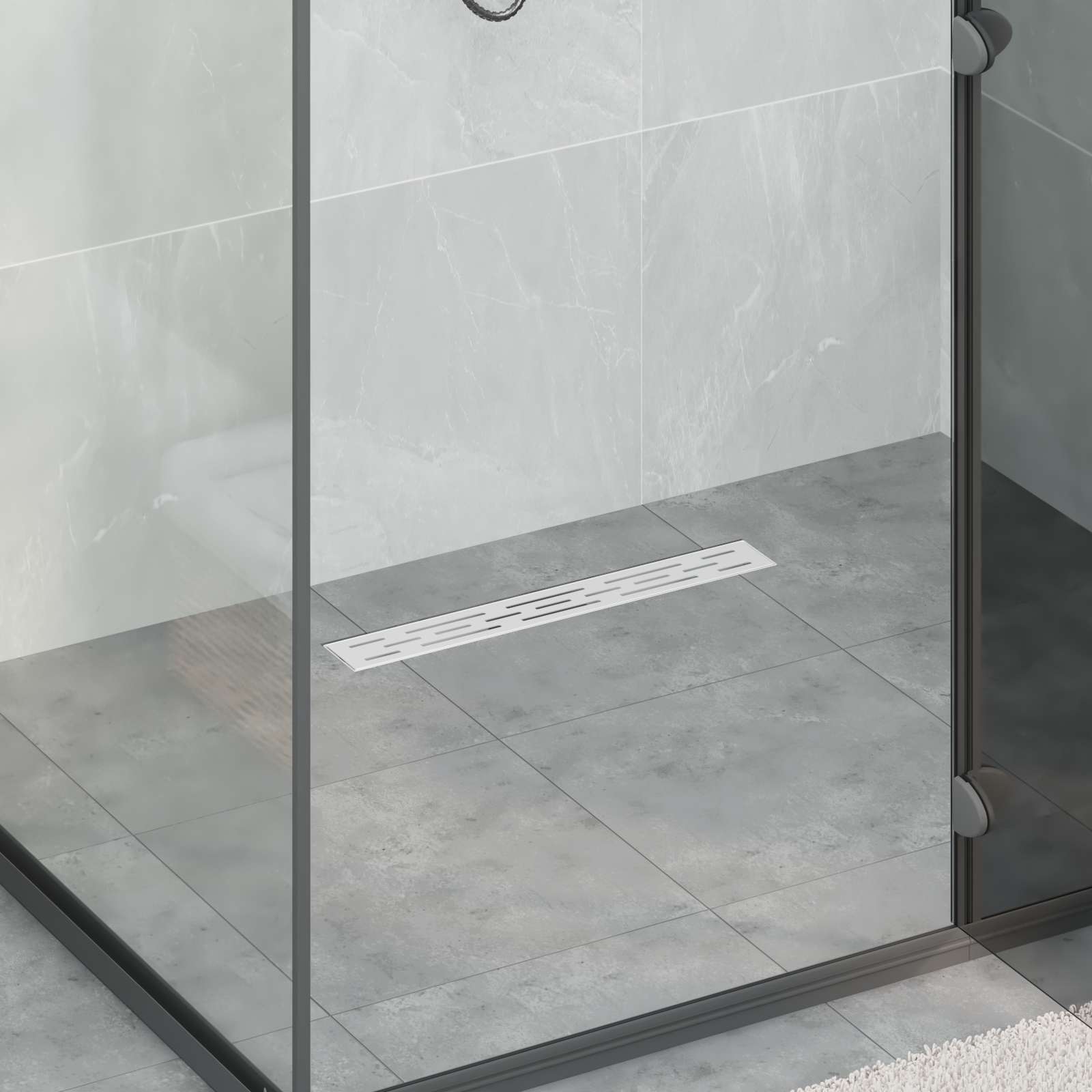 42015955_1.jpg vidaXL Sprchový odtok s skleneným vrchnákom Strieborná 50 cm – Obrázok 1