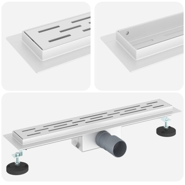 vidaXL Sprchový odtok s skleneným vrchnákom Strieborná 50 cm – Obrázok 2