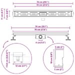 vidaXL Sprchový odtok s líniovým dizajnom Strieborná 70 cm – Obrázok 13