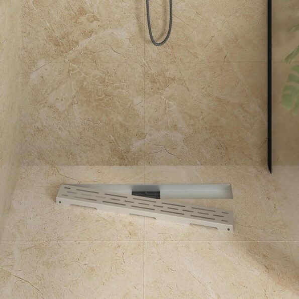 vidaXL Sprchový odtok s líniovým dizajnom Strieborná 70 cm – Obrázok 3