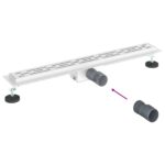 vidaXL Sprchový odtok s líniovým dizajnom Strieborná 80 cm – Obrázok 12