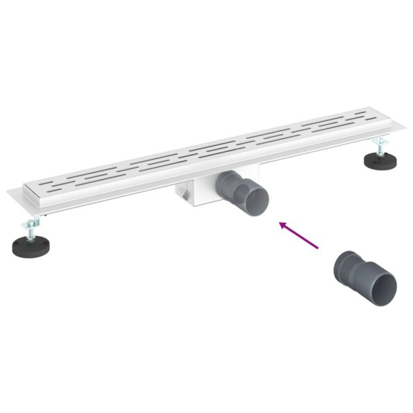 vidaXL Sprchový odtok s líniovým dizajnom Strieborná 80 cm – Obrázok 12