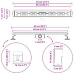 vidaXL Sprchový odtok s líniovým dizajnom Strieborná 80 cm – Obrázok 13