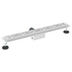 vidaXL Sprchový odtok s líniovým dizajnom Strieborná 80 cm – Obrázok 6
