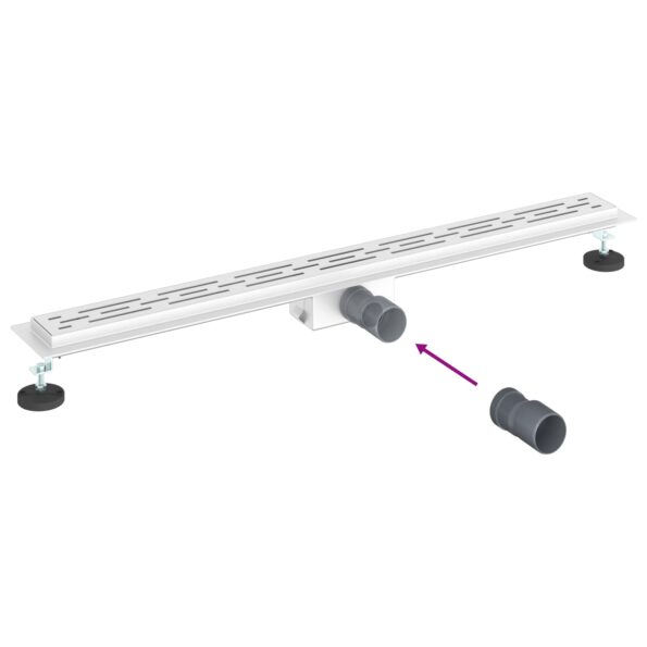 vidaXL Sprchový odtok s líniovým dizajnom Strieborná 90 cm – Obrázok 12