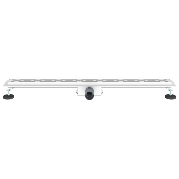 vidaXL Sprchový odtok s líniovým dizajnom Strieborná 90 cm – Obrázok 4