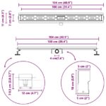vidaXL Sprchový odtok s líniovým dizajnom Strieborná 100 cm – Obrázok 13