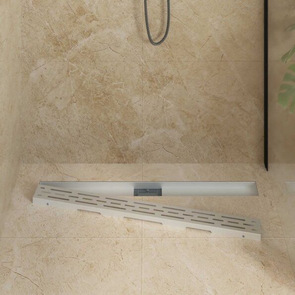 vidaXL Sprchový odtok s líniovým dizajnom Strieborná 100 cm – Obrázok 3