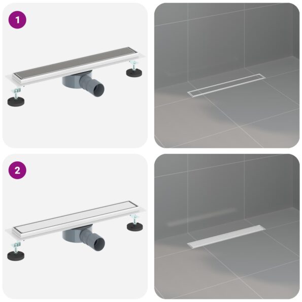 vidaXL Sprchový odtok 2 v 1 s 360° siphonom Strieborná 50 cm – Obrázok 13