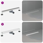 vidaXL Sprchový odtok 2 v 1 s 360° siphonom Strieborná 60 cm – Obrázok 13