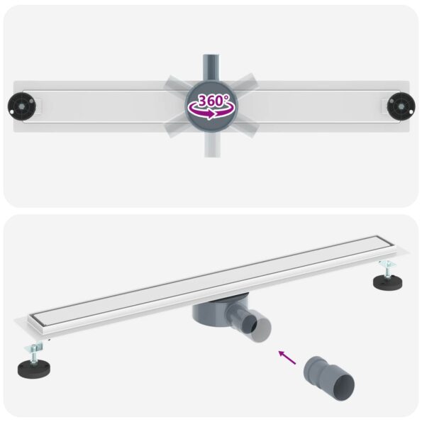 vidaXL Sprchový odtok 2 v 1 s 360° siphonom Strieborná 80 cm – Obrázok 12