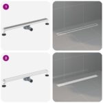 vidaXL Sprchový odtok 2 v 1 s 360° siphonom Strieborná 80 cm – Obrázok 13