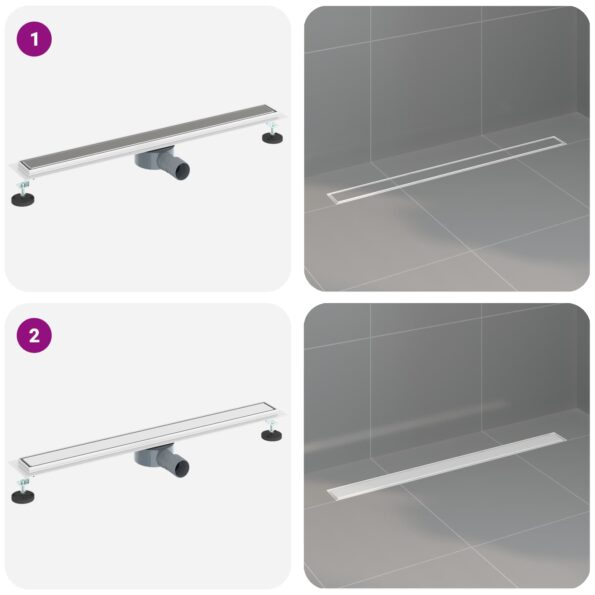 vidaXL Sprchový odtok 2 v 1 s 360° siphonom Strieborná 80 cm – Obrázok 13