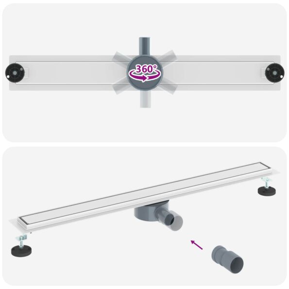 vidaXL Sprchový odtok 2 v 1 s 360° siphonom Strieborná 90 cm – Obrázok 12