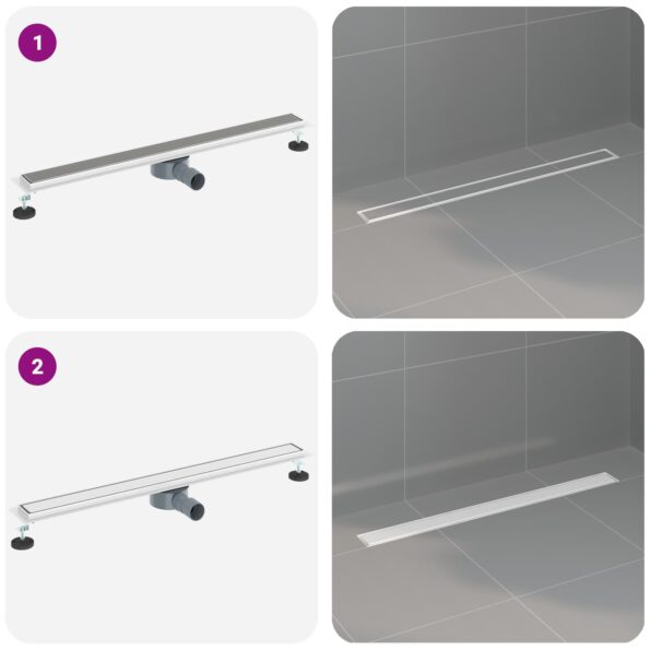 vidaXL Sprchový odtok 2 v 1 s 360° siphonom Strieborná 90 cm – Obrázok 13