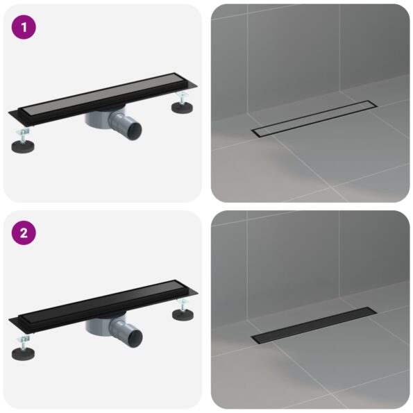 vidaXL Sprchový odtok 2 v 1 s 360° siphonom Čierna 50 cm – Obrázok 13