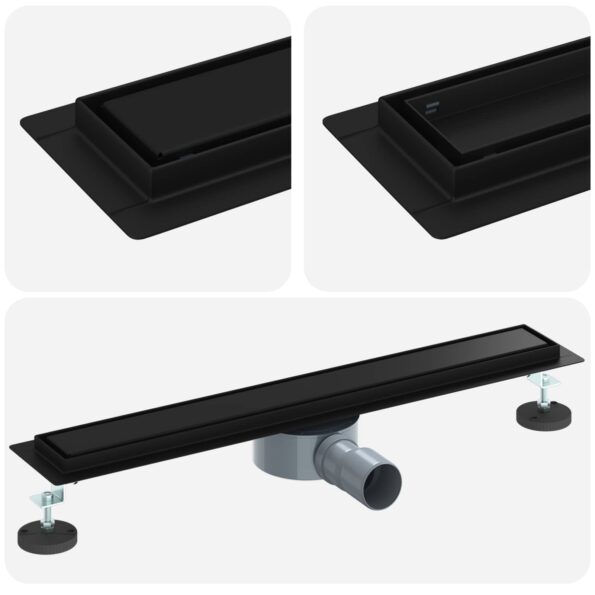 vidaXL Sprchový odtok 2 v 1 s 360° siphonom Čierna 60 cm – Obrázok 2