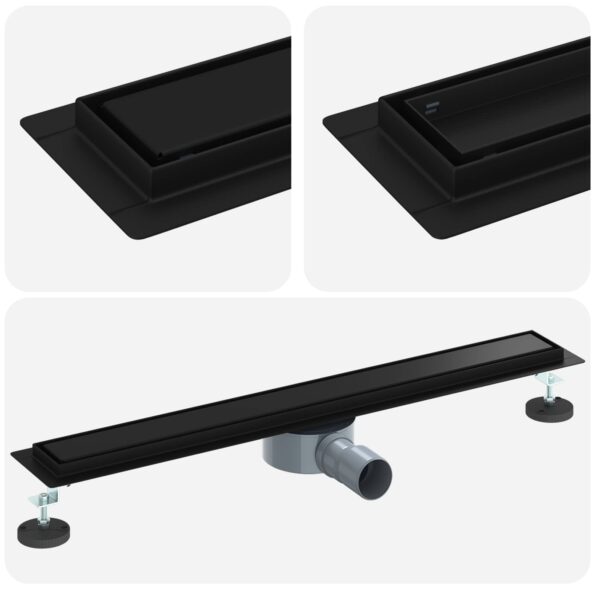 vidaXL Sprchový odtok 2 v 1 s 360° siphonom Čierna 70 cm – Obrázok 2