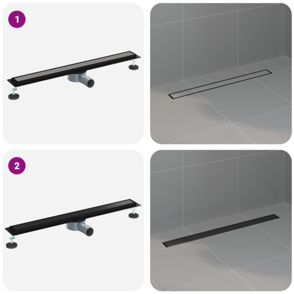 vidaXL Sprchový odtok 2 v 1 s 360° siphonom Čierna 80 cm – Obrázok 13