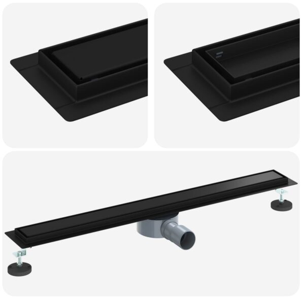 vidaXL Sprchový odtok 2 v 1 s 360° siphonom Čierna 80 cm – Obrázok 2