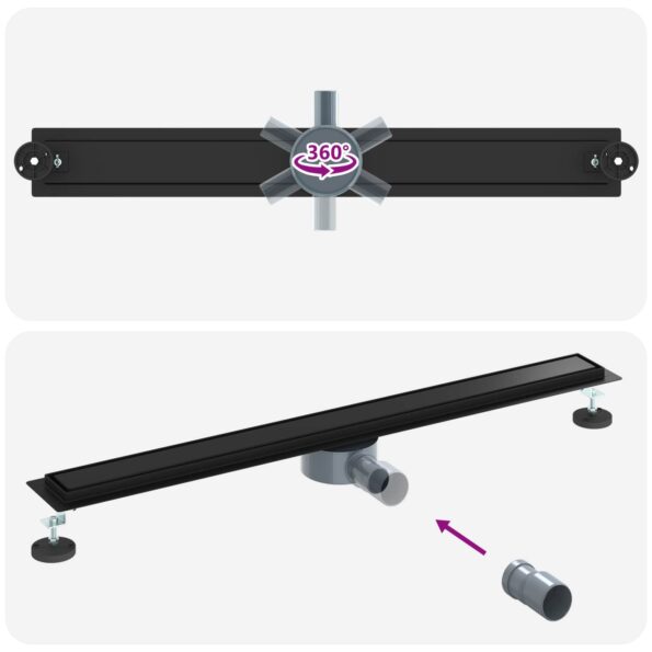 vidaXL Sprchový odtok 2 v 1 s 360° siphonom Čierna 90 cm – Obrázok 12