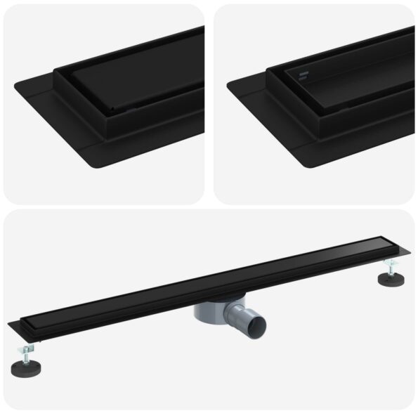 vidaXL Sprchový odtok 2 v 1 s 360° siphonom Čierna 90 cm – Obrázok 2