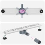 vidaXL Sprchový odtok s skleným krytom a 360° sifónom Strieborná 60 cm – Obrázok 12