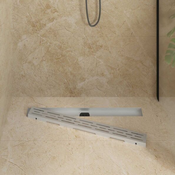 vidaXL 362-stupňový sprchový odtok s dizajnom línií Strieborná 80 cm – Obrázok 9