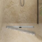 vidaXL 362-stupňový sprchový odtok s dizajnom línií Strieborná 80 cm – Obrázok 3