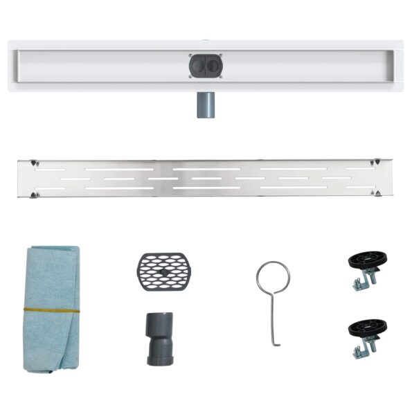 vidaXL 362-stupňový sprchový odtok s dizajnom línií Strieborná 80 cm – Obrázok 6