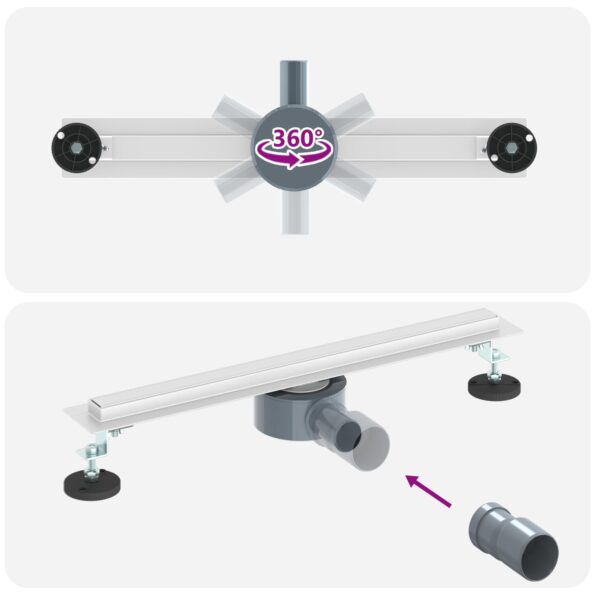 vidaXL 360° sprchový odtok so štíhlym modelom Strieborná 50 cm – Obrázok 12