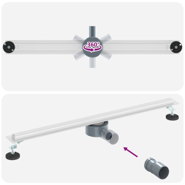 vidaXL 360° sprchový odtok so štíhlym modelom Strieborná 80 cm – Obrázok 12