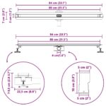 vidaXL 360° sprchový odtok so štíhlym modelom Strieborná 80 cm – Obrázok 13