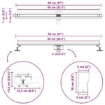 vidaXL 360° sprchový odtok so štíhlym modelom Strieborná 90 cm – Obrázok 13