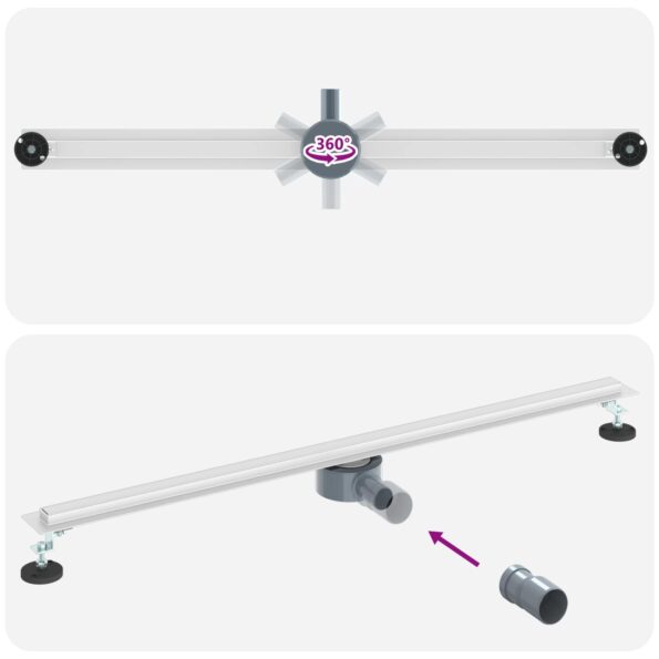 vidaXL 360° sprchový odtok so štíhlym modelom Strieborná 100 cm – Obrázok 12